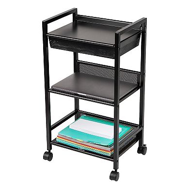 Mind Reader 3-Tier Office Organizer Cart with Covered Compartment