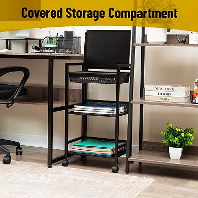 Mind Reader 3-Tier Office Organizer Cart with Covered Compartment