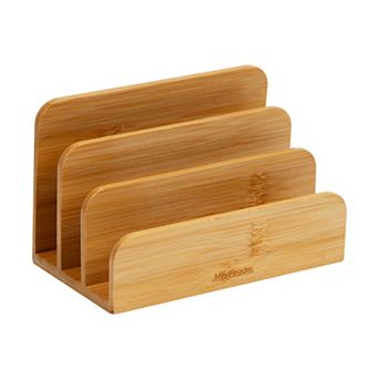 Mind Reader 3 tier Bamboo Mail Sorter Desktop Organizer