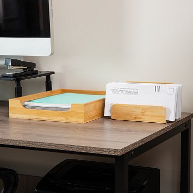 Mind Reader 3-Tier Bamboo Mail Sorter Desktop Organizer