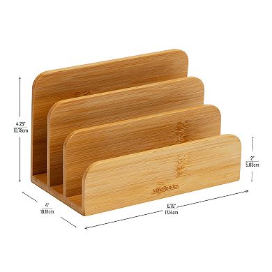 Mind Reader 3-Tier Bamboo Mail Sorter Desktop Organizer