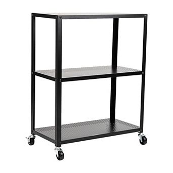 Mind Reader Black Metal 3 tier Rolling Cart with Locking Wheels