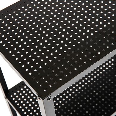 Mind Reader Black Metal 3-Tier Rolling Cart with Locking Wheels