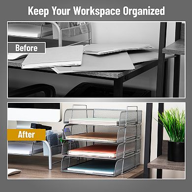 Mind Reader Stackable Metal Mesh Paper Tray Desktop Organizer 4-pc.