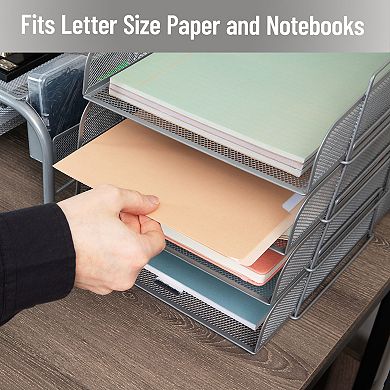 Mind Reader Stackable Metal Mesh Paper Tray Desktop Organizer 4-pc.