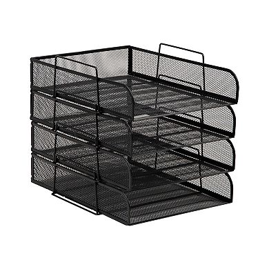Mind Reader Stackable Metal Mesh Paper Tray Desktop Organizer 4-pc.