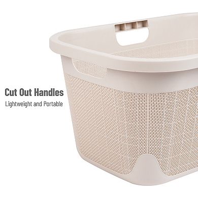 Mind Reader 40L Linen Design Laundry Basket & Storage Bin with Handles