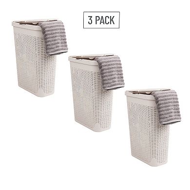 Mind Reader Mind Reader 40L Slim Wicker Design Laundry Hamper 3-pk.
