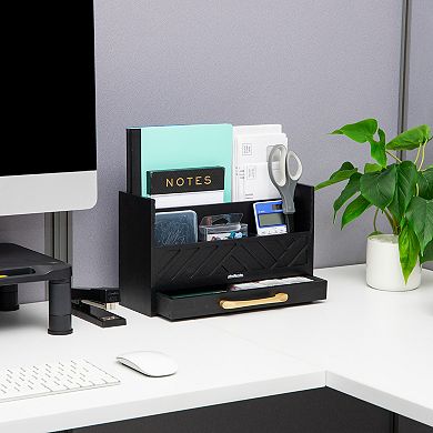 Mind Reader 5-Compartment Desktop Organizer with Drawer for Office Supplies