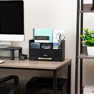 Mind Reader 5-Compartment Desktop Organizer with Drawer for Office Supplies