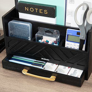 Mind Reader 5-Compartment Desktop Organizer with Drawer for Office Supplies