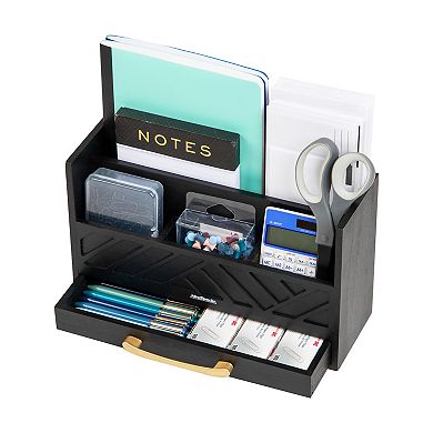 Mind Reader 5-Compartment Desktop Organizer with Drawer for Office Supplies