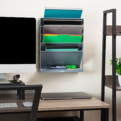 Mind Reader 5-Tier Vertical File Storage Wall Mount Desktop Organizer