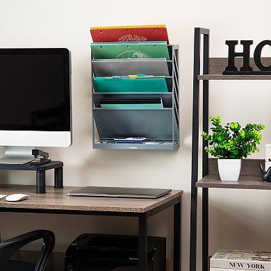 Mind Reader 5-Tier Vertical File Storage Wall Mount Desktop Organizer