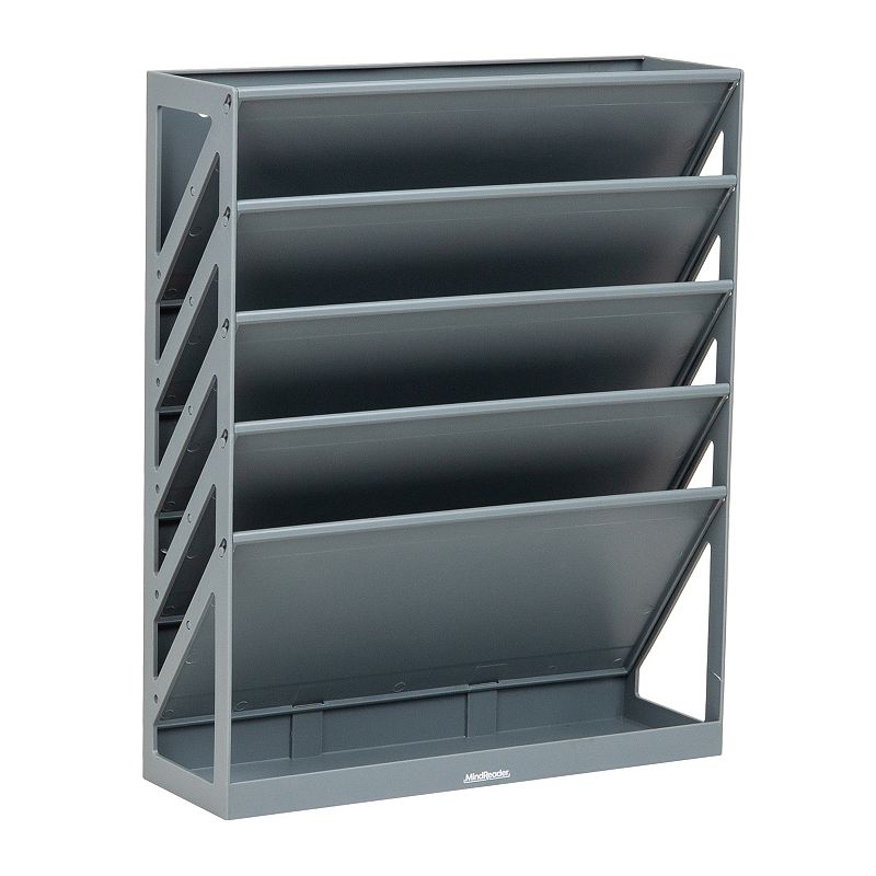 Mind Reader 5-Tier Vertical File Storage Wall Mount Desktop Organizer, Gray