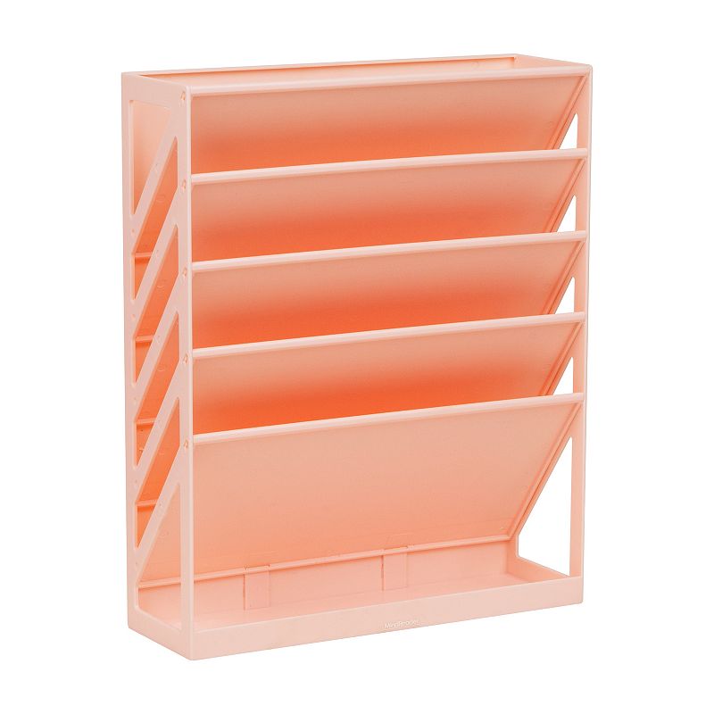 Mind Reader 5-Tier Vertical File Storage Wall Mount Desktop Organizer, Pink