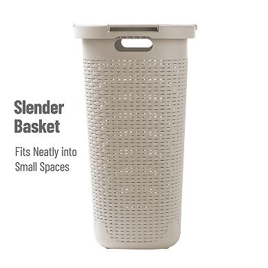 Mind Reader 3-Pk. Slim Laundry Hamper with Lid 60L Wicker Design
