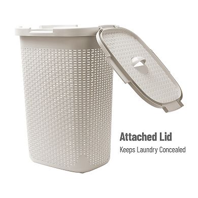 Mind Reader 3-Pk. Slim Laundry Hamper with Lid 60L Wicker Design
