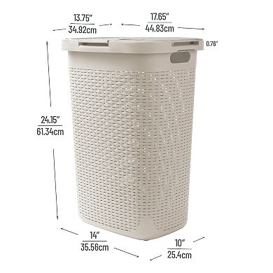 Mind Reader 3-Pk. Slim Laundry Hamper with Lid 60L Wicker Design