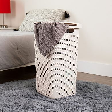 Mind Reader 3-Pk. Slim Laundry Hamper with Lid 60L Wicker Design