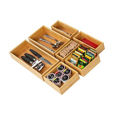 Mind Reader 7-Pc. Bamboo Drawer Organizer Set, Kitchen & Office Trays