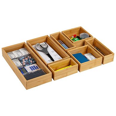 Mind Reader 7-Pc. Bamboo Drawer Organizer Set, Kitchen & Office Trays