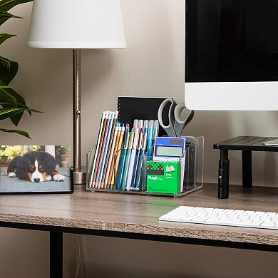 Mind Reader 7-Compartment Desktop Organizer Acrylic Office Essentials