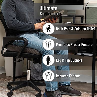 Mind Reader Ergonomic Memory Foam Seat Cushion for Posture & Pressure Relief