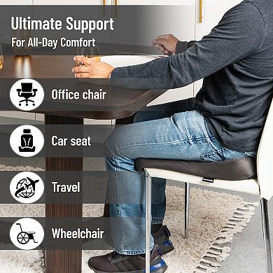 Mind Reader Ergonomic Memory Foam Seat Cushion for Posture & Pressure Relief