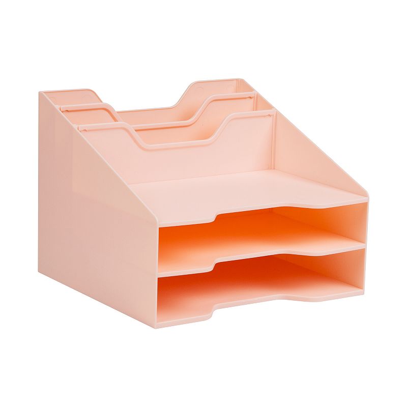 Mind Reader Vertical File Holder Desktop Organizer, Pink