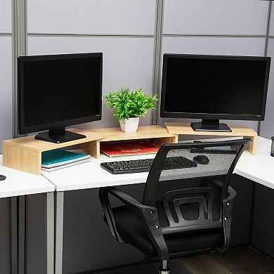Mind Reader Dual Monitor Stand & Laptop Riser Desktop Organizer
