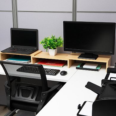 Mind Reader Dual Monitor Stand & Laptop Riser Desktop Organizer