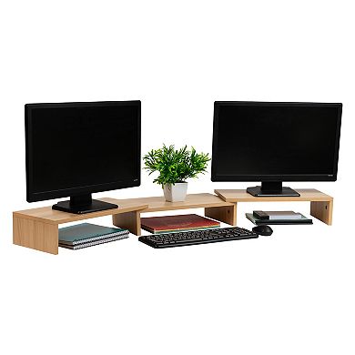 Mind Reader Dual Monitor Stand & Laptop Riser Desktop Organizer