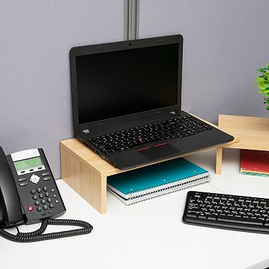 Mind Reader Dual Monitor Stand & Laptop Riser Desktop Organizer