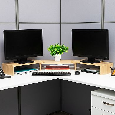 Mind Reader Dual Monitor Stand & Laptop Riser Desktop Organizer