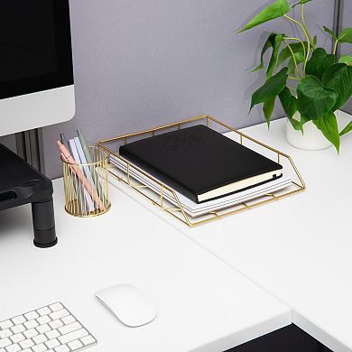 Mind Reader Geometric Metal Paper Tray Organizer