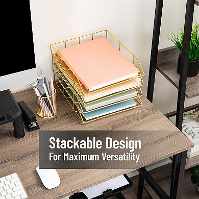 Mind Reader Geometric Metal Paper Tray Organizer