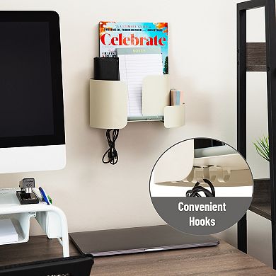 Mind Reader Wall-Mounted Accessory Organizer with Hooks