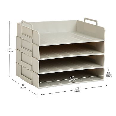 Mind Reader Stackable Paper Tray Desktop Organizer 4-pc. File Storage