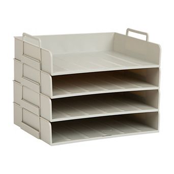 Mind Reader Stackable Paper Tray Desktop Organizer 4 pc File Storage