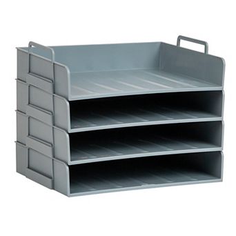 Mind Reader Stackable Paper Tray Desktop Organizer 4 pc File Storage