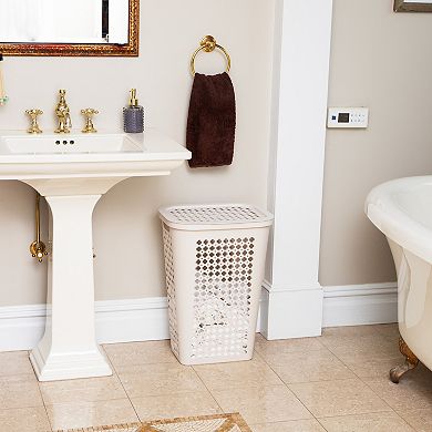 Mind Reader Ventilated Plastic Slim Tapered Laundry Hamper with Lid