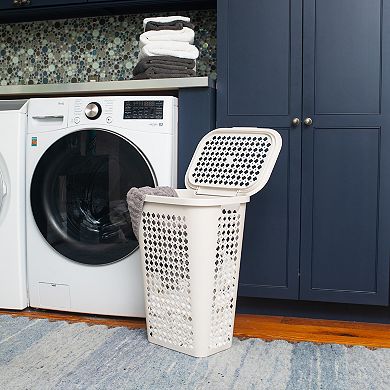 Mind Reader Ventilated Plastic Slim Tapered Laundry Hamper with Lid