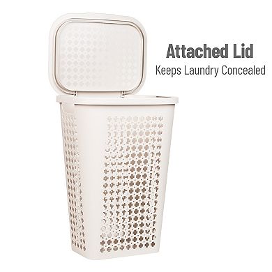 Mind Reader Ventilated Plastic Slim Tapered Laundry Hamper with Lid