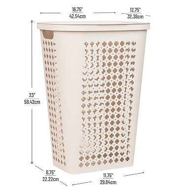 Mind Reader Ventilated Plastic Slim Tapered Laundry Hamper with Lid