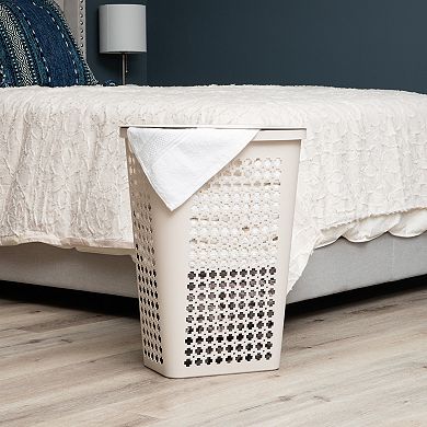 Mind Reader Ventilated Plastic Slim Tapered Laundry Hamper with Lid