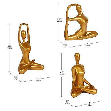 Mind Reader Yoga Figurine Meditation Statues Table Decor 3-pc. Set