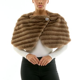Women's Nina Leonard Faux Fur Caplet Jacket