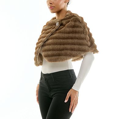 Women's Nina Leonard Faux Fur Caplet Jacket