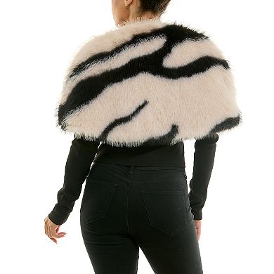 Women's Nina Leonard Faux Fur Caplet Jacket